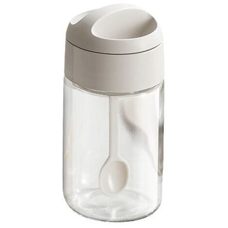 Ensemble de pots à épices en verre avec cuillères, 8,5 oz pour sucre, sel et sauces, rangement comptoir de cuisine