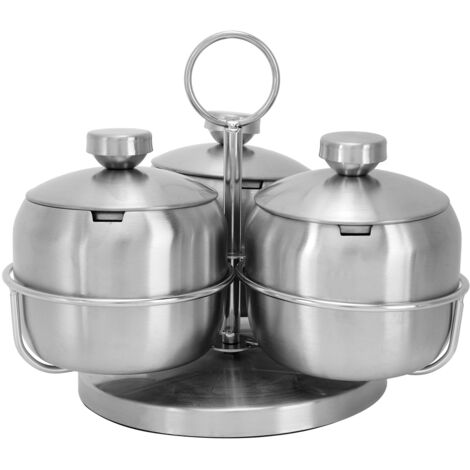 Ensemble de Pots à Épices Innovant avec Couvercle et Cuillère - Rangement Tournant pour Sel, Sucre et Condiments