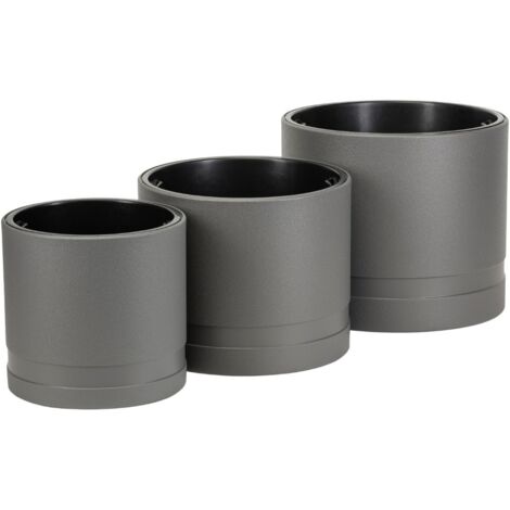 Ensemble de pots de fleurs anthracite LUNA WALEC, 3 pièces.