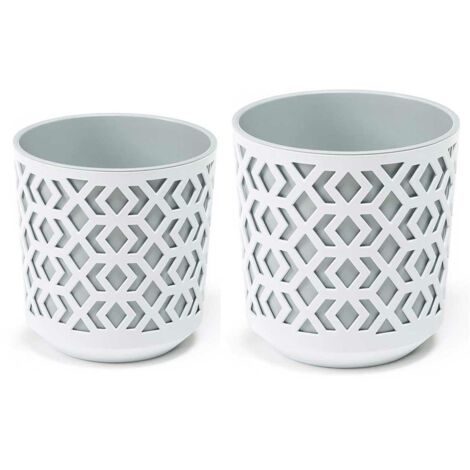 Ensemble de pots de fleurs ethniques, blancs et gris