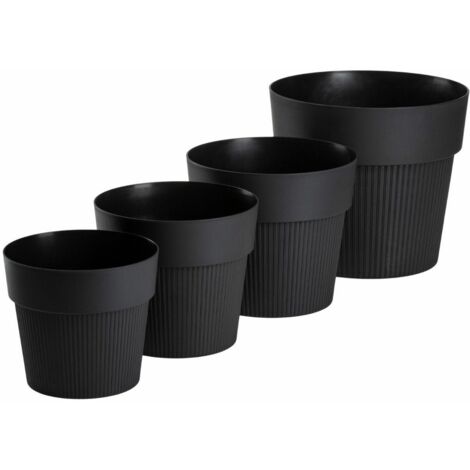 Ensemble de pots de fleurs recyclables SILVA LINE, noirs, 4 pièces.