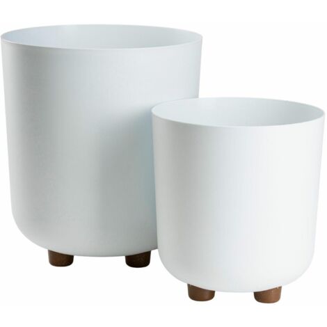 Ensemble de pots de fleurs TERRA sur pieds, recyclables, blancs, 2 pièces.
