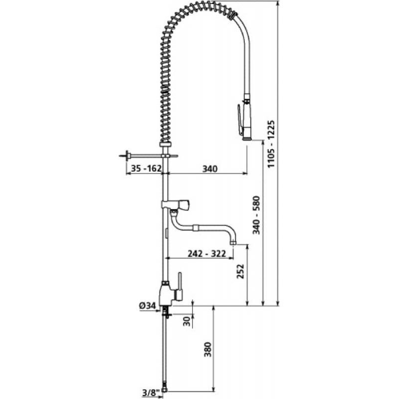 Delabie - Mitigeur de cuisine flexible blanc + bec télescopique