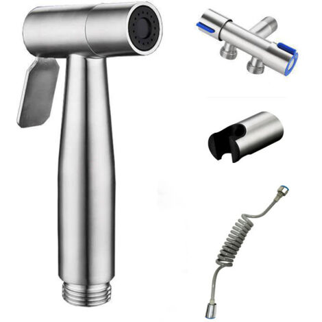 Ensemble de pulvérisateur de toilette à main en acier inoxydable pour bidet Kit de support de tuyau de pulvérisateur de couches en tissu pour bébé pour salle de bain