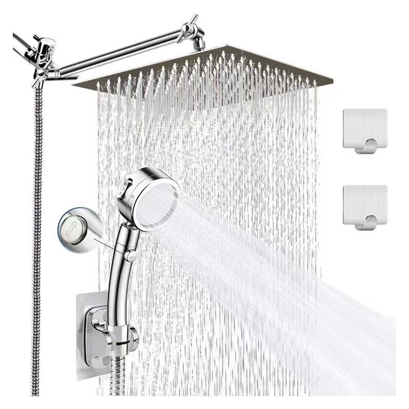 Ensemble de pulvérisation de pomme de douche de salle de bains, trois tuyaux de douche, combinaison de douche à pulvérisation supérieure en acier