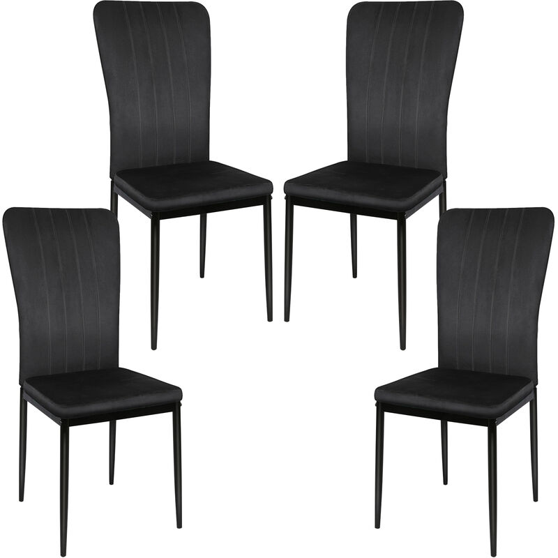 Yongqing - Lot de 4 chaises en Velours Pieds en métal Stable pour Salle à Manger Salon Cuisine Noir