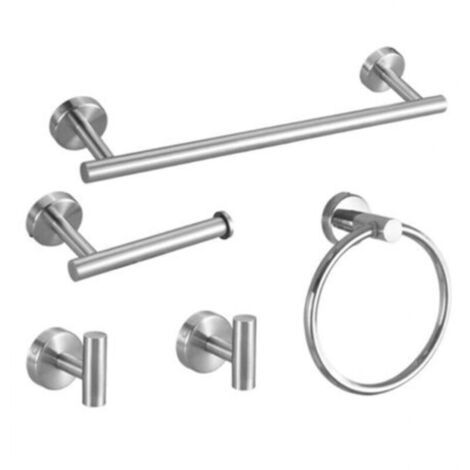 Ensemble de quincaillerie de salle de bain 5 pièces, ensemble de barre porte-serviettes de bain en acier inoxydable brossé, kit d'accessoires de salle de bain de 40 cm à montage mural
