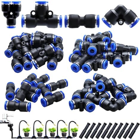 Ensemble de raccords rapides pour tuyaux d'eau, raccords rapides en plastique de 6 mm de diamètre intérieur, raccord pour tuyaux d'arrosage, systèmes d'irrigation et de terrasses
