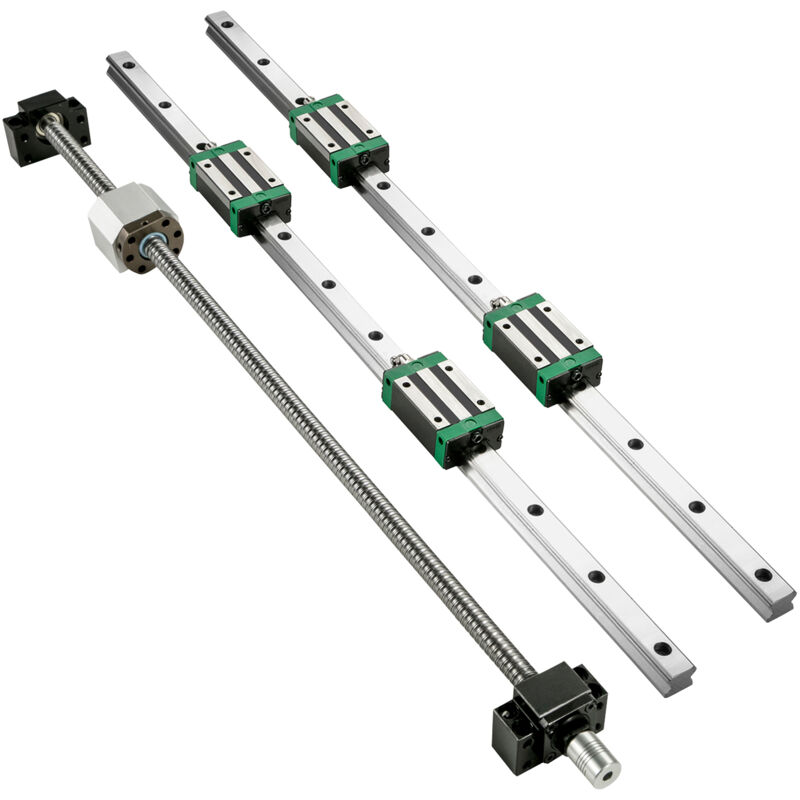 Ensemble de rails de guidage linéaires Mophorn 2 glissières HGR20 700 mm avec 1 vis à billes RM1605 700 mm, comprend un kit BF12/BK12 pour routeurs,