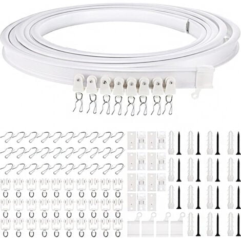 Ensemble de rails de rideaux pour plafond de maison, 5m, montage supérieur, tringle de fenêtre pliable, adapté aux rideaux à courbe droite, décoration de la maison