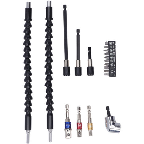 Ensemble de rallonge flexible pour perceuse 105° avec embout universel et support de douille
