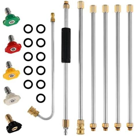 Ensemble de rallonges 4000 PSI pour nettoyeur haute pression - Tige d'extension gouttière Outils télescopiques avec 5 embouts buse 6,35 mm