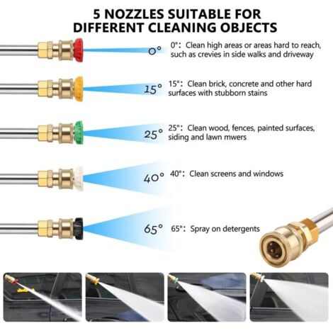Kit Extension Lance Nettoyeur Haute Pression 6,35 Mm – 30° + 5 Buses Quick Connect – Nettoyage Pro !