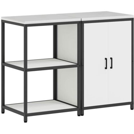 Ensemble de rangement cuisine  Meuble de cuisine 2 pcs Blanc Acier laminé à froid