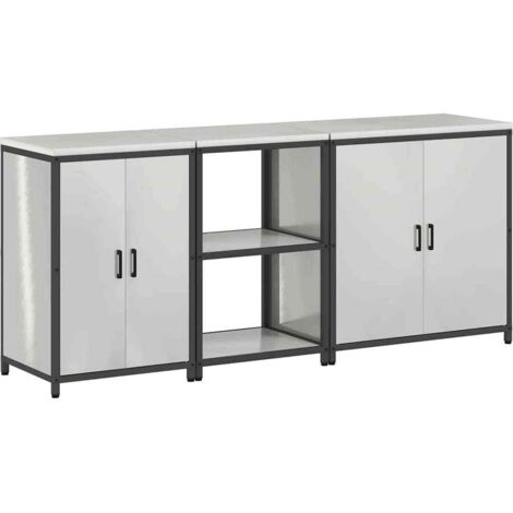 Ensemble de rangement cuisine  Meuble de cuisine 3 pcs Argenté Acier inoxydable