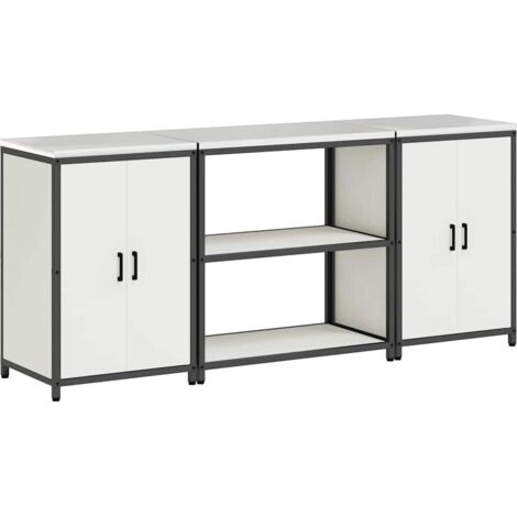 Ensemble de rangement cuisine  Meuble de cuisine 3 pcs Blanc Acier laminé à froid