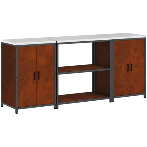 Ensemble de rangement cuisine  Meuble de cuisine 3 pcs Rouillé Acier patiné