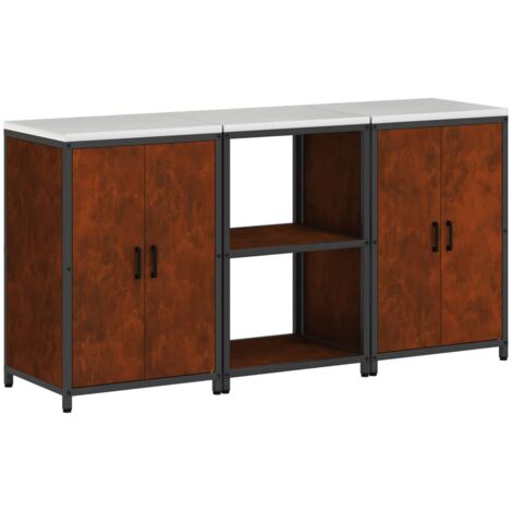 Ensemble de rangement cuisine  Meuble de cuisine 3 pcs Rouillé Acier patiné