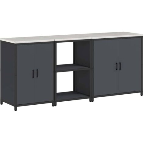 Ensemble de rangement cuisine  Meuble de cuisine avec étagère 3 pcs Anthracite