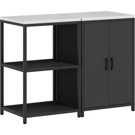 Ensemble de rangement cuisine，Armoire de cuisine 2 pcs Noir Acier laminé à froid CFW89926