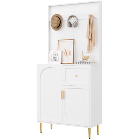Ensemble de rangement d'entrée, placard mural, meuble à chaussures, étagère pour couloir, dimensions (LxHxP) : 80x175,5x35 cm