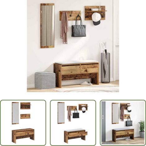 Ensemble de rangement - Ensemble de meubles d'entrée avec tiroir 4 pcs Bois ancien
