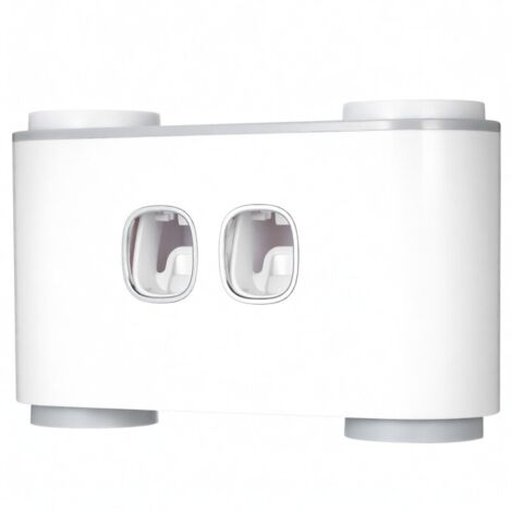 Ensemble de rangement mural ecoco avec distributeur automatique de dentifrice, support pour brosses à dents, 2 distributeurs de dentifrice, 4 godets et 5 emplacements pour brosses à dents, gris.