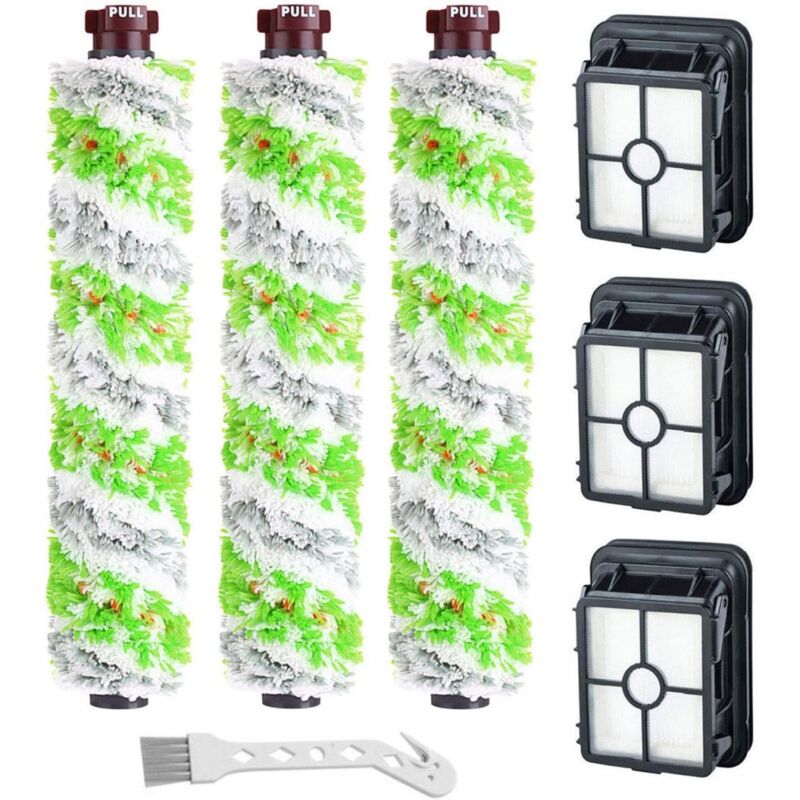 Ensemble de remplacement de 3 brosses à rouleaux + 2 filtres bissell Crosswave séries 17132 et 2225N, accessoires d'aspirateur pour maisons avec