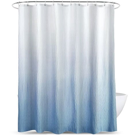Ensemble de rideaux avec tapis et crochets pour salle de bain texturé imperméable tissu dégradé rideau de douche de bain 180*180cm