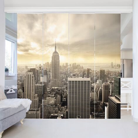 Ensemble de rideaux coulissants - Manhattan Dawn - 4 Rideaux à panneaux Dimension: 250 x 240cm (4 rideaux á 250 x 60cm)