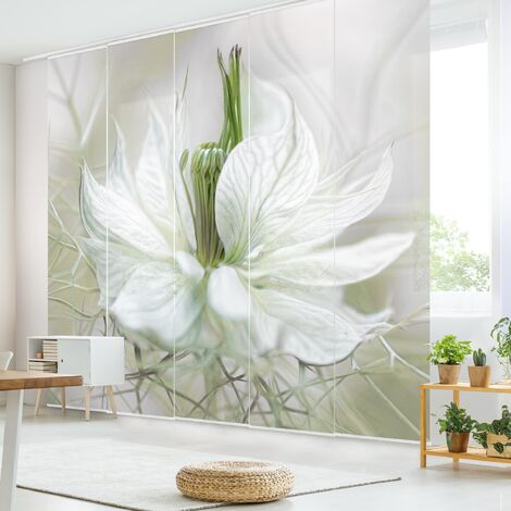 Ensemble de rideaux coulissants - White Nigella - 5 Rideaux à panneaux Dimension: 250 x 300cm (5 rideaux á 250 x 60cm)