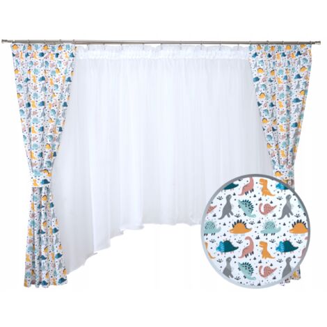 Ensemble de rideaux pour chambre d'enfant, motif animaux, dinosaures, T-Rex coloré