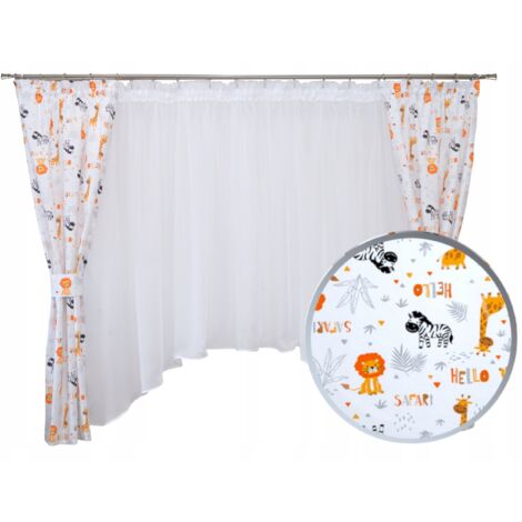 Ensemble de rideaux pour chambre d'enfant, motif animaux safari, style scandinave