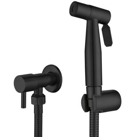 Ensemble de robinet de toilette bidet portable noir en acier inoxydable avec jet froid pour salle de bain