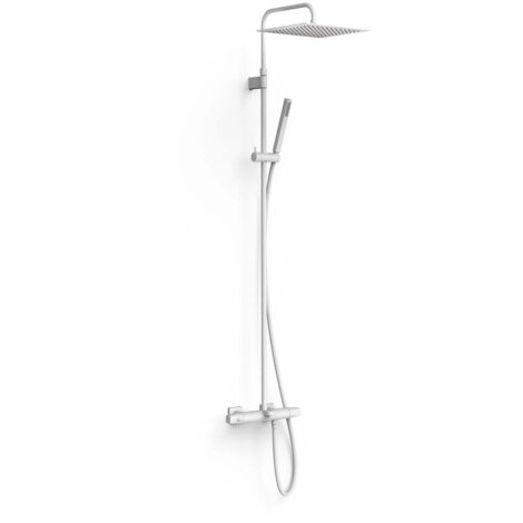 Ensemble de robinet thermostatique mural à 3 voies pour baignoire et douche Blanc mat - TRES 19031205BM