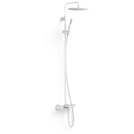 Ensemble de robinet thermostatique mural à 3 voies pour baignoire et douche Blanc mat - TRES 19031212BM