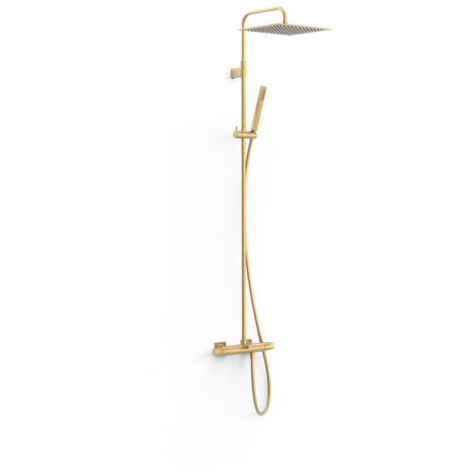 Ensemble de robinet thermostatique mural à 3 voies pour baignoire et douche Or Mat 24K - TRES 19031205OM