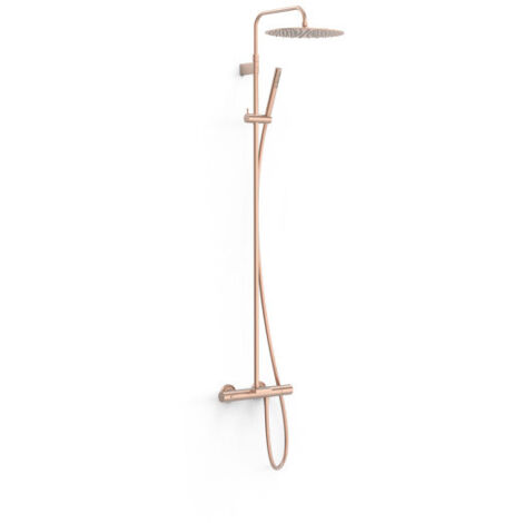 Ensemble de robinet thermostatique mural à 3 voies pour baignoire et douche Or Rose Mat 24K - TRES 19031212OPM
