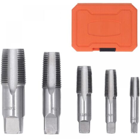 Ensemble de robinets de tuyaux NPT, 5 pièces, tailles incluses, 3/4, 1/2, 3/8, 1/4, 1/8 pouces, filetage en acier au carbone, plomberie avec étui de rangement