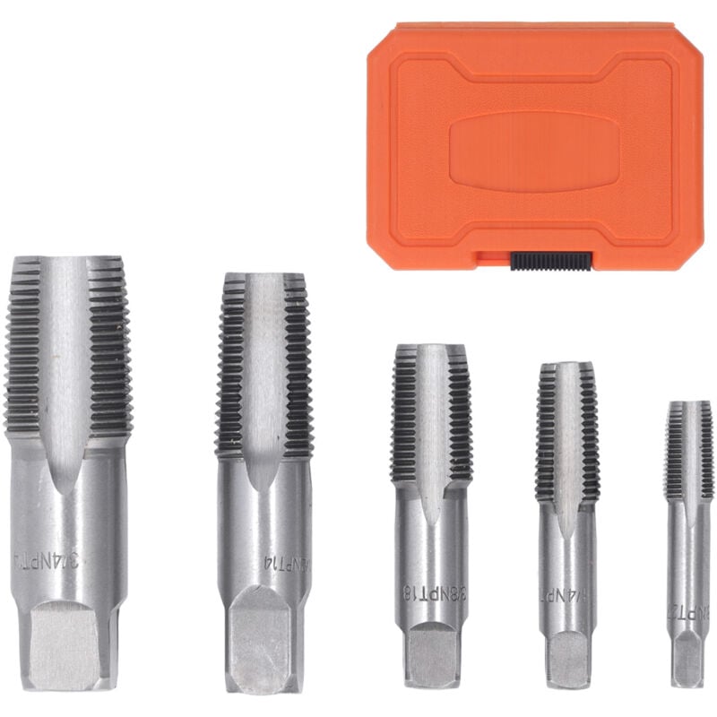 Zoternen - Ensemble de robinets de tuyaux npt, 5 pièces, tailles incluses, 3/4, 1/2, 3/8, 1/4, 1/8 pouces, filetage en acier au carbone, plomberie