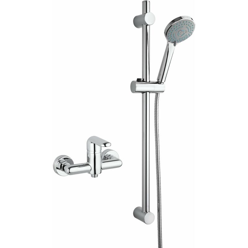 Ensemble de robinetterie pour cabine de douche complet avec mitigeur et tige coulissante Piralla Last KITLAST5CR