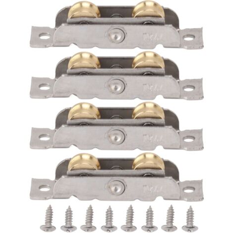 Ensemble de rouleaux de porte coulissante de Patio, 4 pièces, en acier inoxydable, cuivre, roulement à billes, roue pour verre Concave