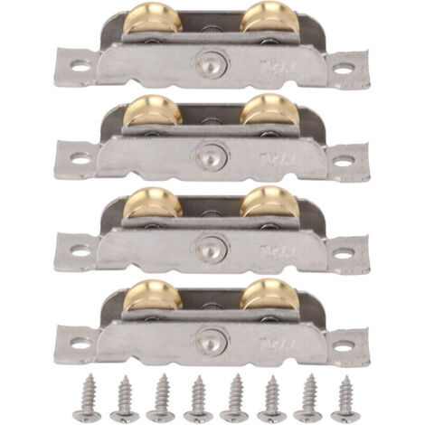 Ensemble de rouleaux de porte coulissante de Patio 4 pièces en acier inoxydable cuivre roulement à billes roue pour verre Concave