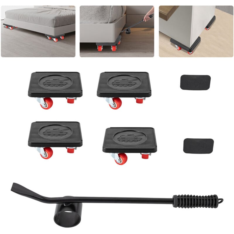 Ensemble de rouleaux de transport de meubles, poussoirs de meubles avec 4 curseurs mobiles Max for 400kg