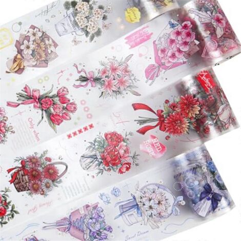 Ensemble de ruban PET, 4 rouleaux de la série Bouquet d'éphémères scéniques--