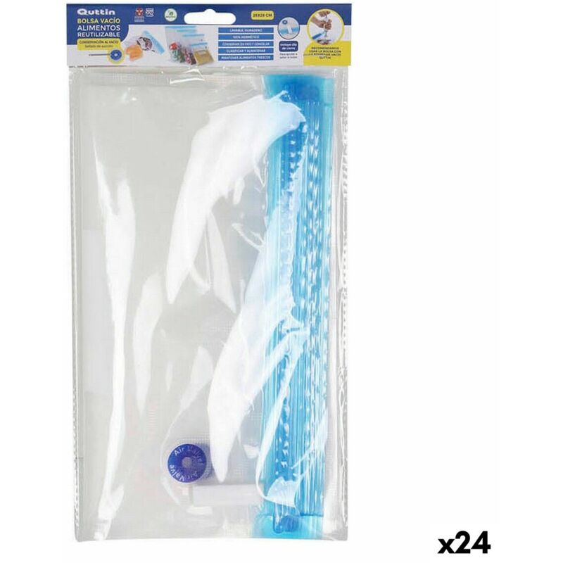 Quttin - Sac alimentaire réutilisable valve de vide 5 pièces 26 x 28 cm (24 pièces)
