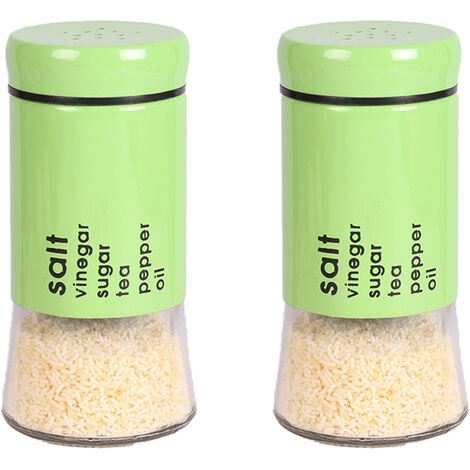 Ensemble de salières et poivrons en verre avec trous de coulée réglables - Salière et poivrière en acier inoxydable vert