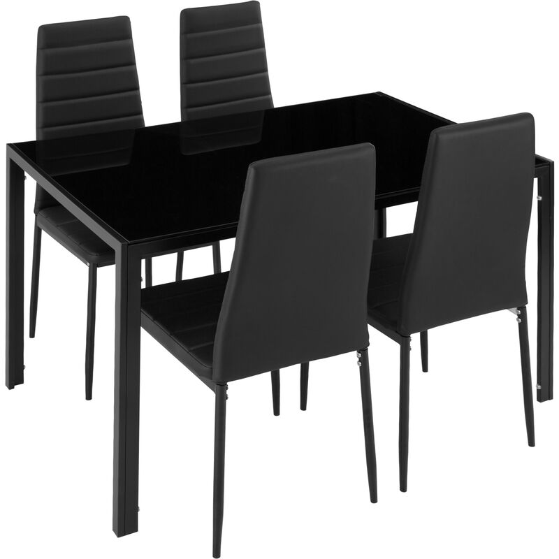 Set Table à manger + 4 Chaises de Salle à Manger Structure en Acier Noir - noir