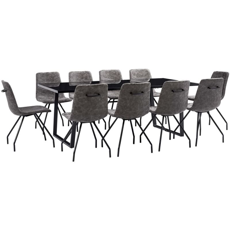 Ensemble de Salle à Manger Similicuir 11 pcs Marron Foncé
