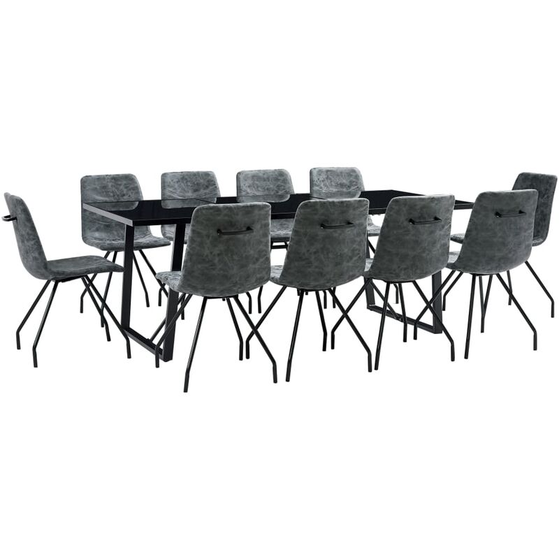 Ensemble de Salle à Manger Similicuir 11 pcs Noir